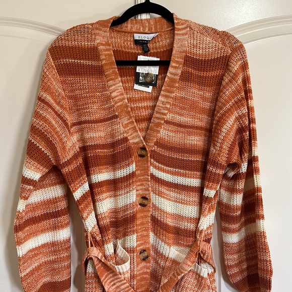 NWT ELOQUII Elements Cardigan Sweater Dress with Tie - Picture 6 of 7